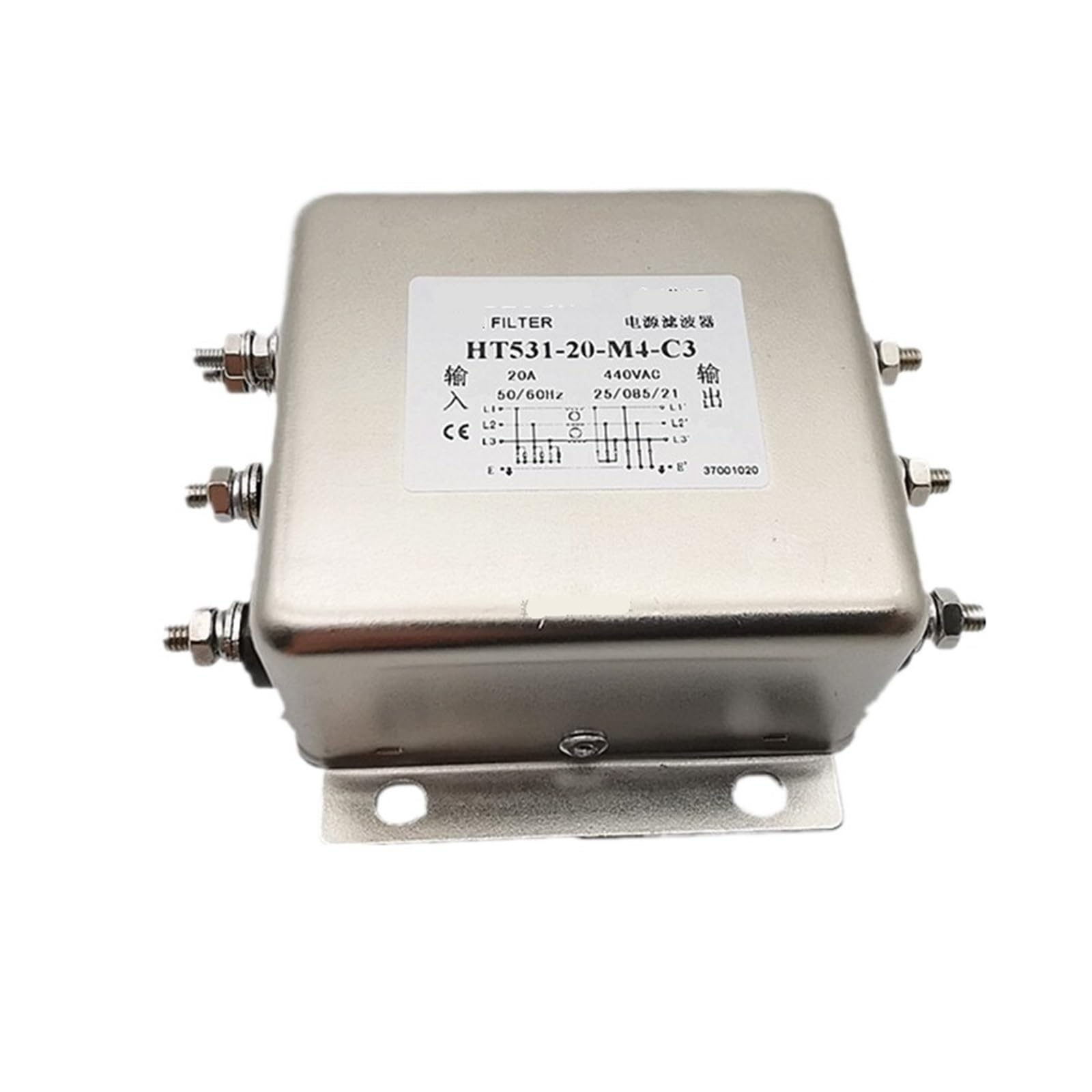 Filtre d'alimentation triphasé HT531-20-M4-C3 20A 380V anti-bruit pour armoire électrique