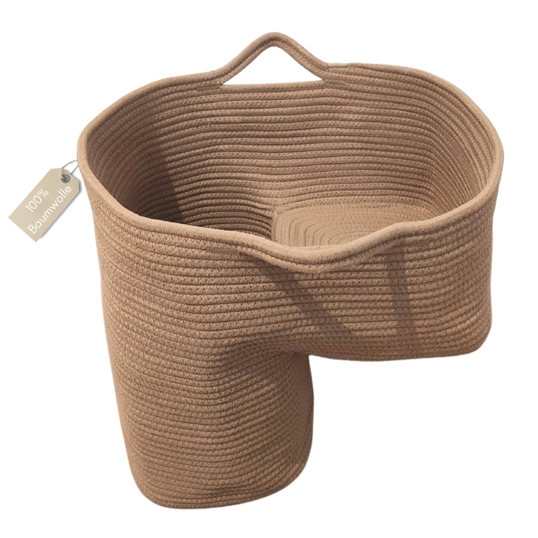 Panier d'escalier en coton solide beige - Pour plus d'ordre dans la maison - Panier à marches, sac d'escalier, forme de L, beige