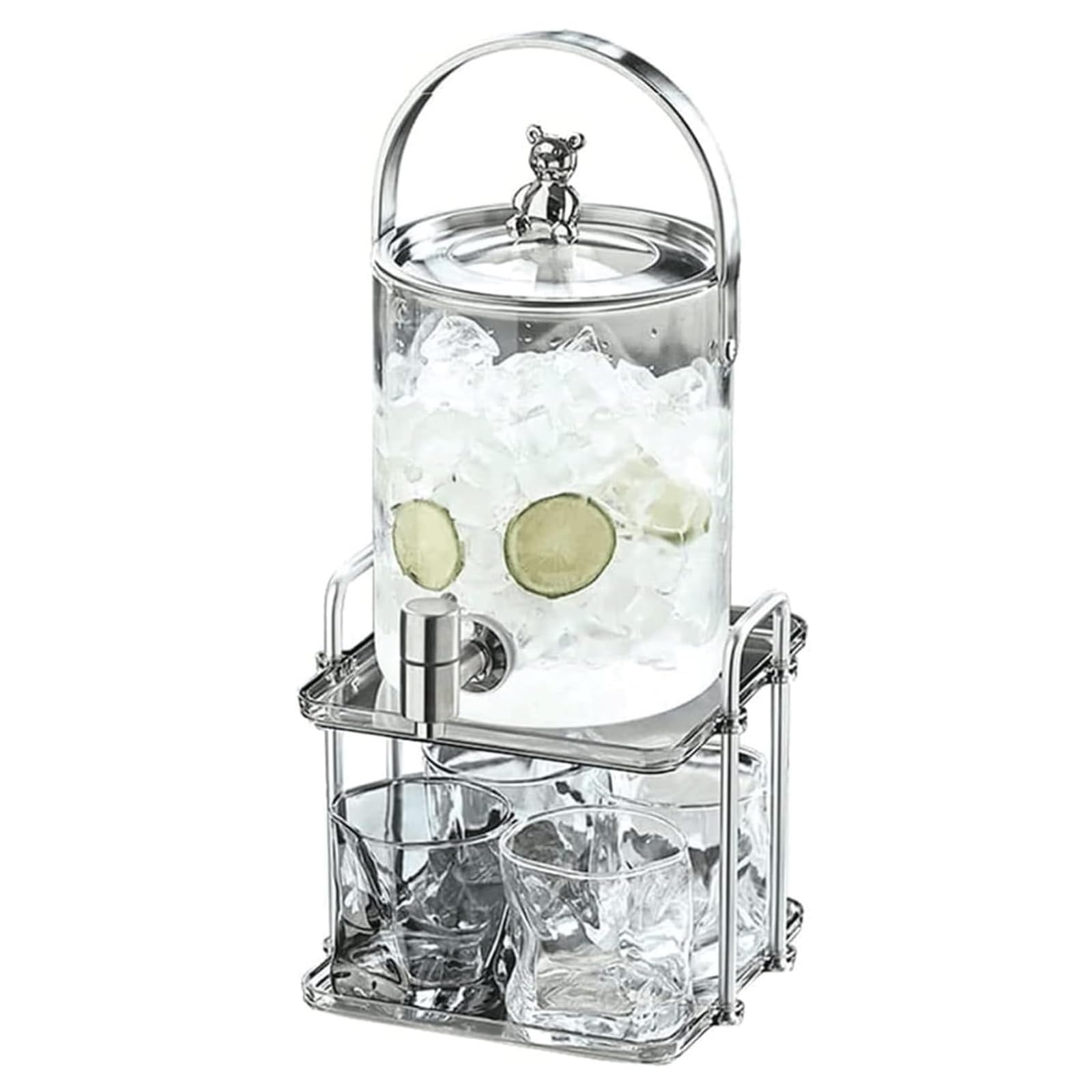 SBCGFY Dispenser Beverage Beverage Dispenser Cold Drink Dispensers With Water Bottle Glass Jug Stand & Metal Spigot Great For Party Bar Juice