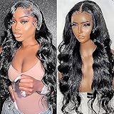 AUOCATTAIL Lace Front Wigs Human Hair Natural Brazilian Wig Pre Plucked HD Transparent Wigs with Body Wavy Glueless 180% Density Human Hair for Black Women 30inch