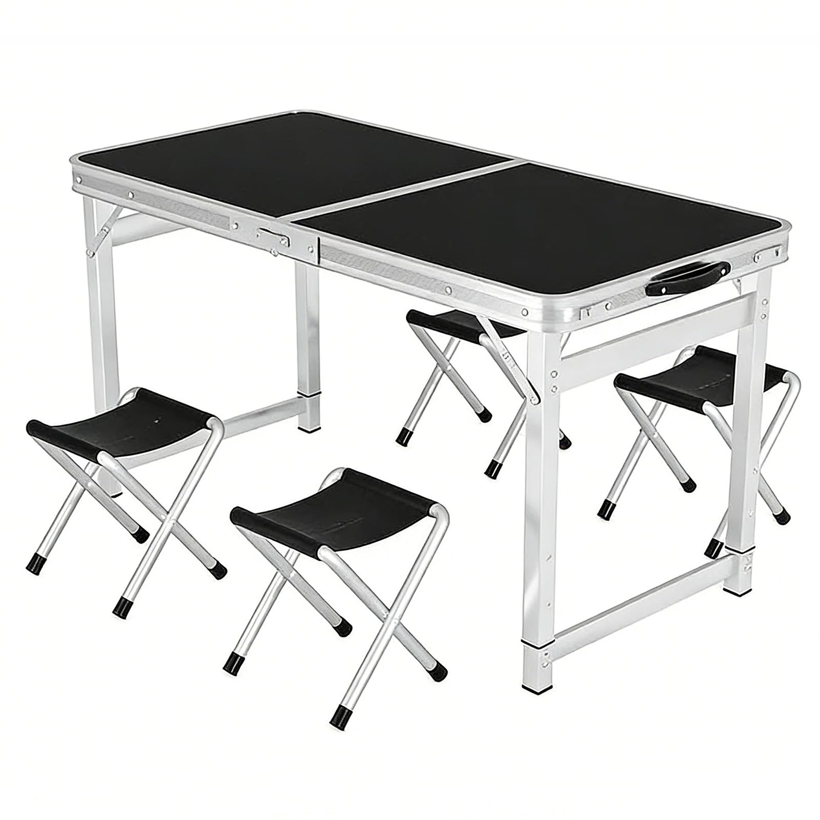 Tavolo Campeggio Pieghevole in Alluminio e MDF, Tavolo da Picnic con 3 Altezze Regolabili Tavolino Portatile per Spiaggia, Balcone, Giardino