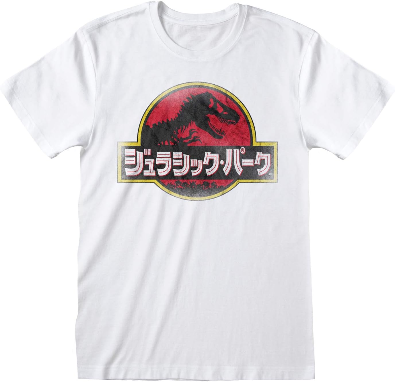 PopgearJurassic Park Japanese Logo Men's T-Shirt | Official Merchandise | S-XXL, Jurassic World T Rex Raptor Dinosaur Crew Neck Graphic Tee, Birthday Gift Idea For Guys, For Home or Gym