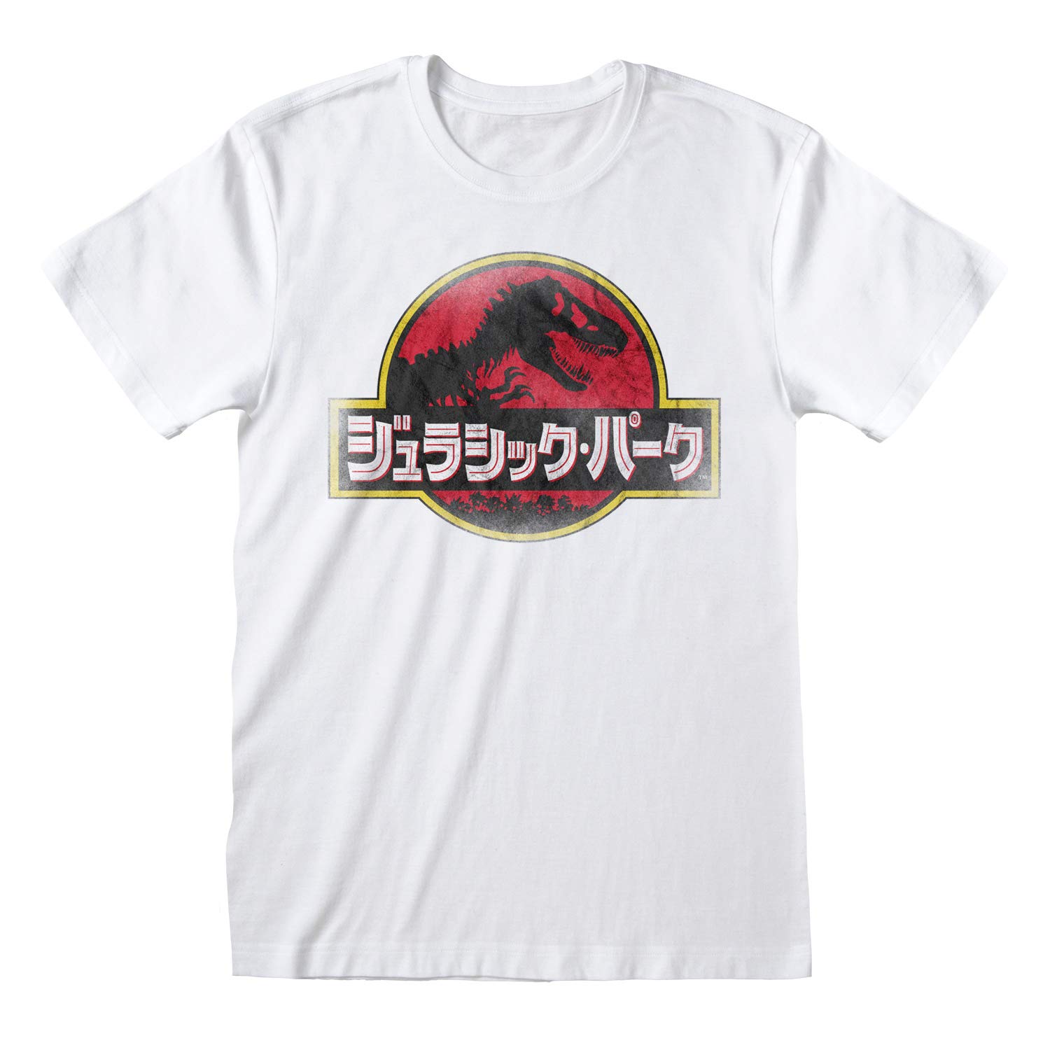 PopgearJurassic Park Japanese Logo Men's T-Shirt | Official Merchandise | S-XXL, Jurassic World T Rex Raptor Dinosaur Crew Neck Graphic Tee, Birthday Gift Idea For Guys, For Home or Gym