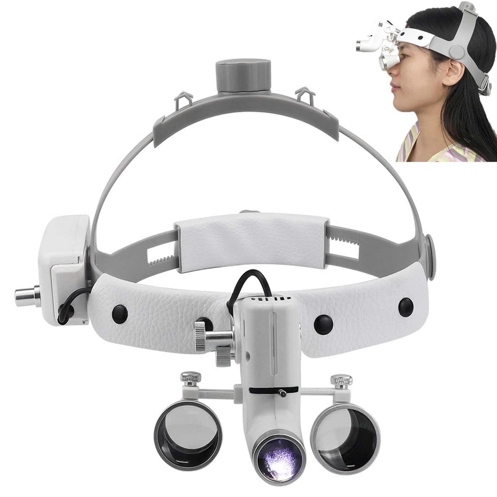 Loupes Binoculaires Dentaires 2,5X/3,5X, Lampe Frontale LED Chirurgicale Dentaire 5 W, Loupe Chirurgicale Dentaire avec Lampe Frontale Médicale, Loupes Dentaires Cliniques 3.5X
