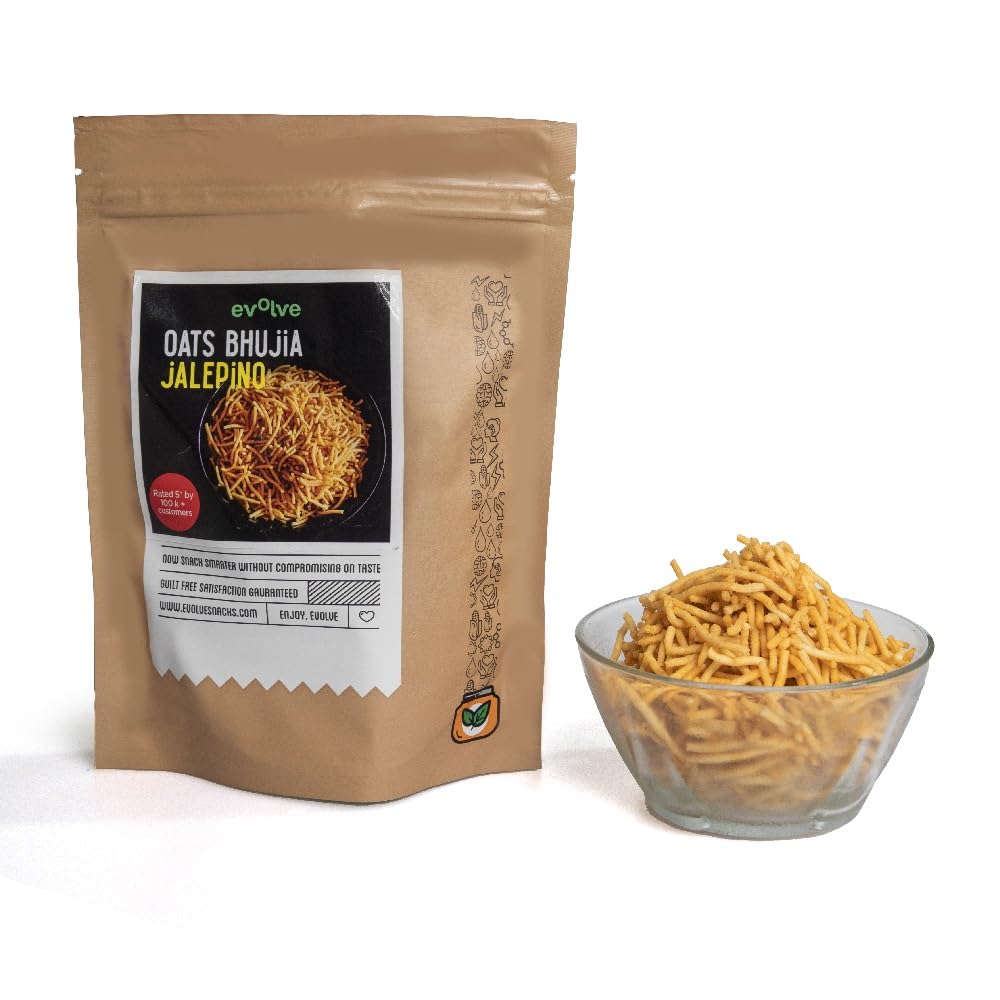 Snacks Jalapeno-Infused Oats Bhujia | Crispy & Crunchy Traditional Namkeen | Heat Up Your Snack Game | Made with All Natural Ingredients | Healthy (Oats Bhujia, 200g)|