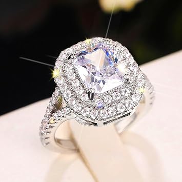 Htayekog Promise Rings for her,3CT Cushion/Princess/Emerald Cut Cubic Zirconia Engagement Rings for Women 925 Sterling Silver CZ Wedding Promise Rings for Her Wedding Band for Women Size 6-108