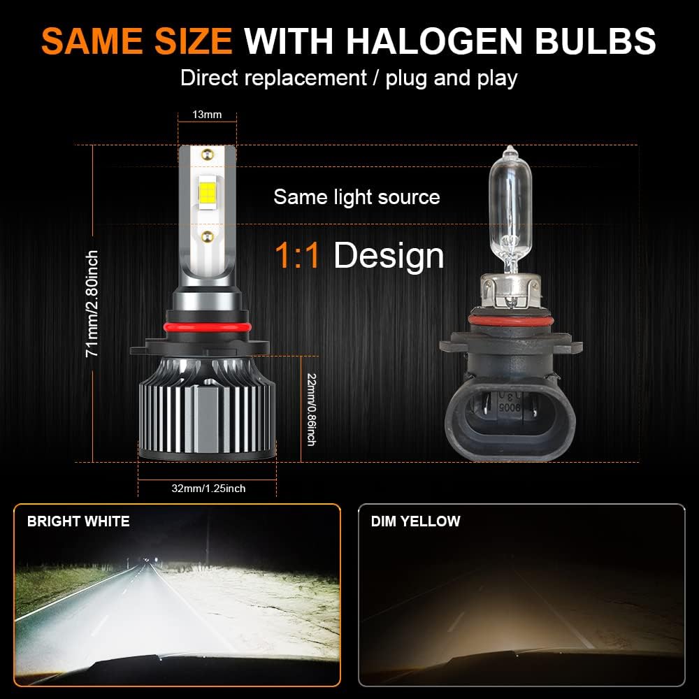 Upgraded Bulbs Compatible For Honda Accord 2013 2014 2015 2016 2017 2018/Coupe 2008-2012, High and Low Beam Lights, 6000K White, 500% Brightness, Plug and Play, for Off-Road Use, 4 PCS