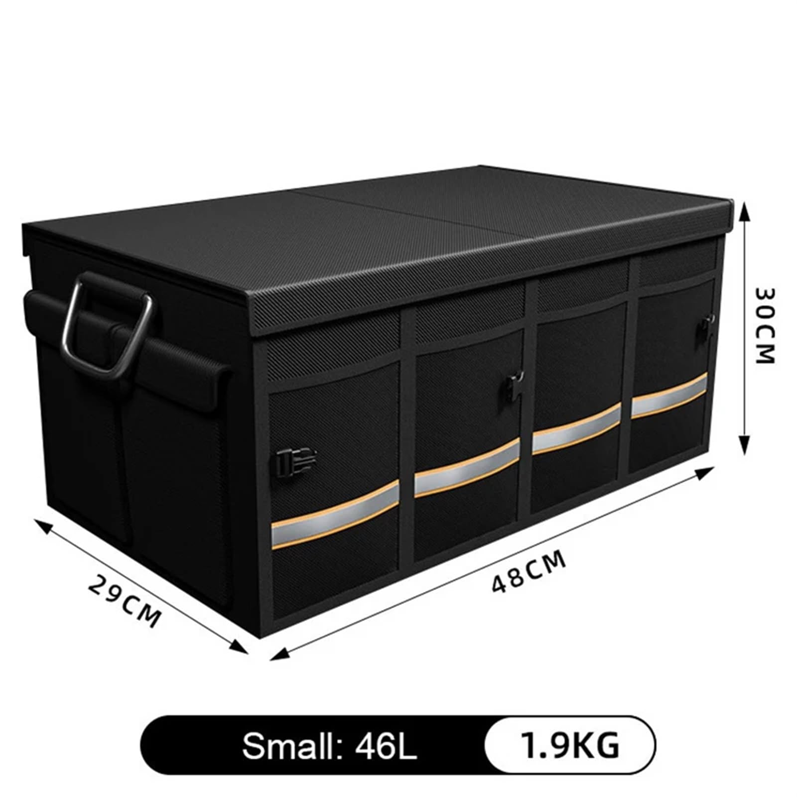 Organizzatore for bagagliaio di un'auto da 46/66 litri, pieghevole, resistente, riflettente, robusto, piastra ispessita, scatola immagazzinaggio(46L)