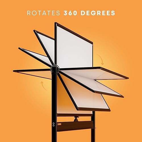Vista 63 de Pizarra blanca magnética grande, giratoria y portátil de borrado en seco, con soporte, de doble cara, estilo caballete, con ruedas, de pie