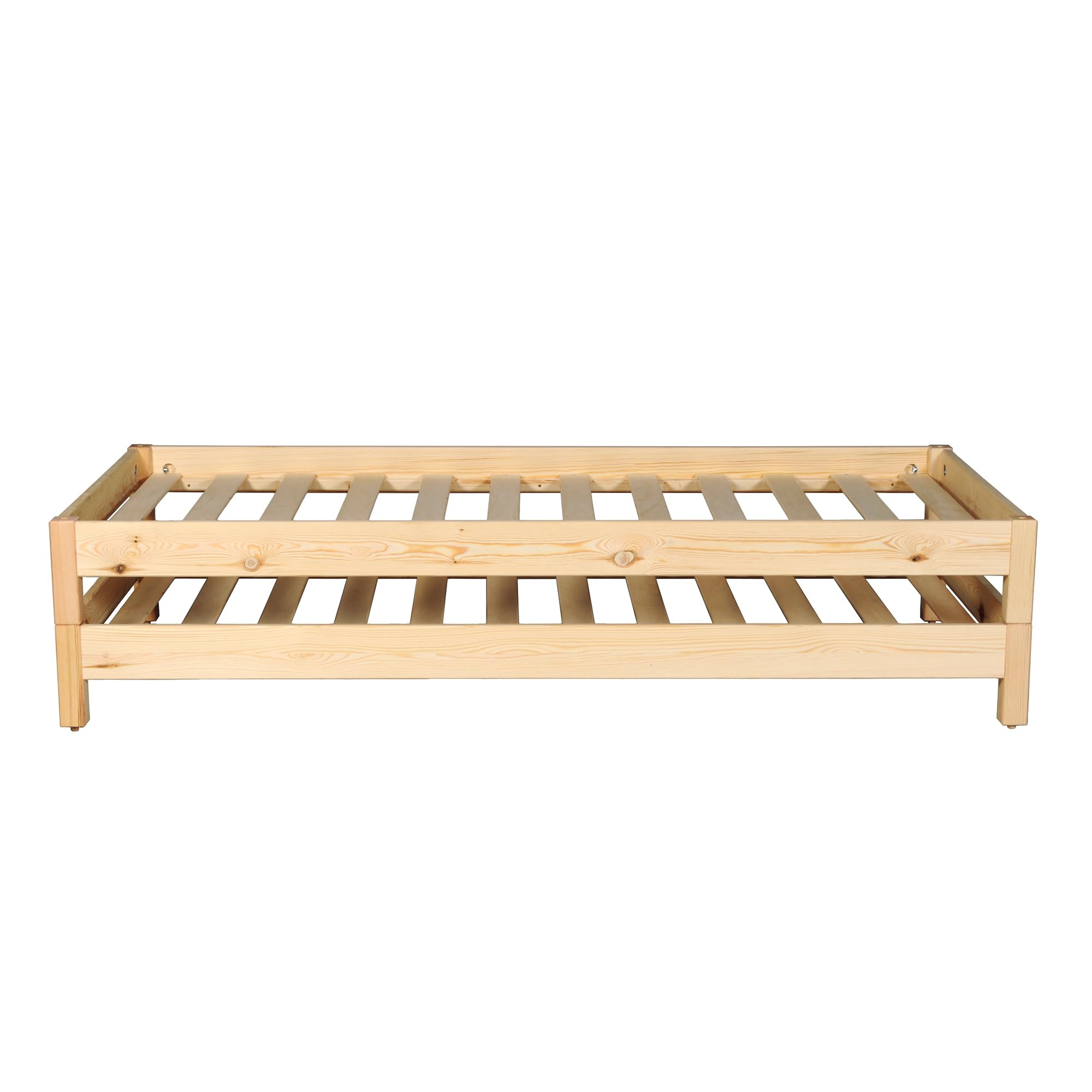Lit empilable Jonas 90x190 (Lot de Deux Lits) + 2 sommiers/Naturel