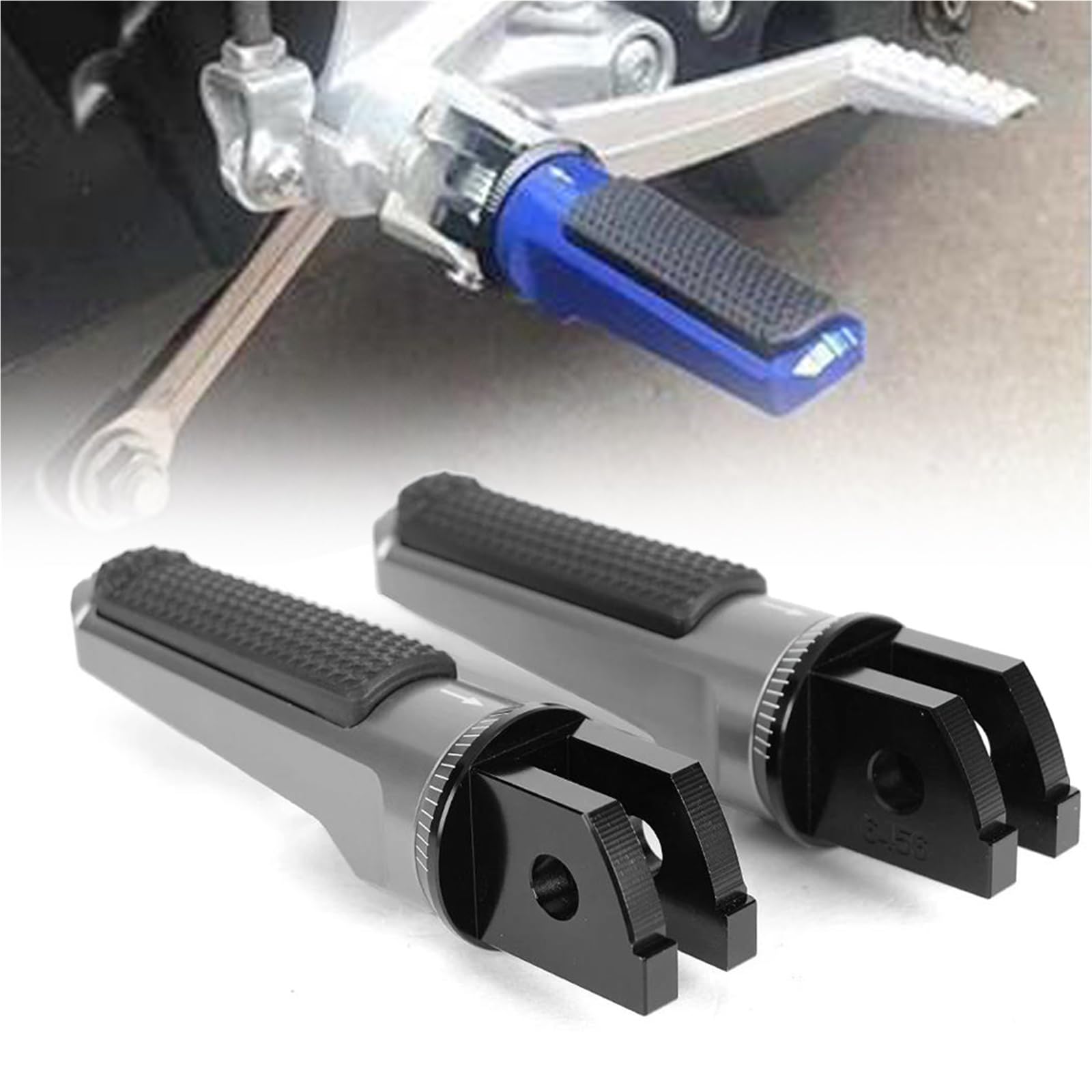 Hfjfdq Grey Front Foot Pegs Footrests For Y&Amaha Mt07 Mt09 Mt 07 09 Tracer Gt Fz6 F&Azer Fjr1300a/As Xsr700 Xsr900 Xsr 700 900 Xj6 Diversion