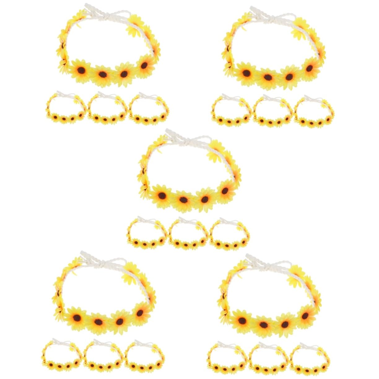 Housoutil 20 Piezas Girasol Cuerda Para El Cabello Guirnalda De Flores Tiara Lazos Para El Cabello Banda Para La Cabeza Bandas Para El Cabello Trajes De Niña Decoración Del Cabello Diadema