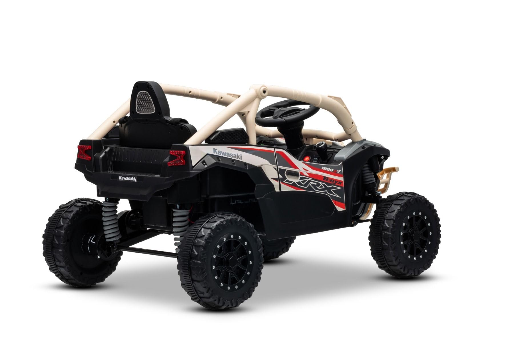 Kawasaki TERYX KRX 1000 12 V elektryczny samochód dziecięcy khaki, jednoosobowy zawieszenie tylnej osi, pilot zdalnego sterowania 2,4 GHz, akumulator litowy, 2 silniki 25 W, otwierane ramy ochronne