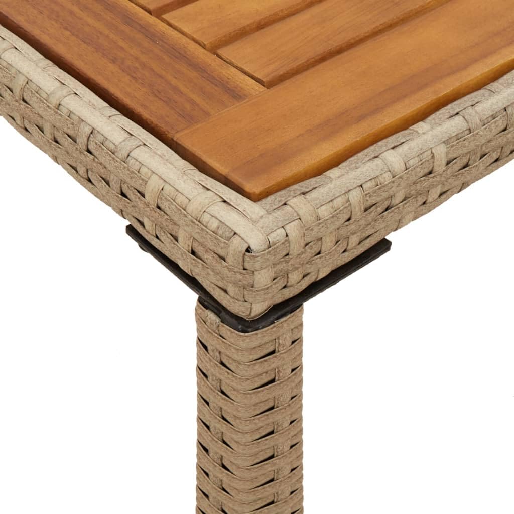 Fengshui Stół ogrodowy z blatem z drewna akacjowego, 115 x 54 x 74 cm, polirattanowy