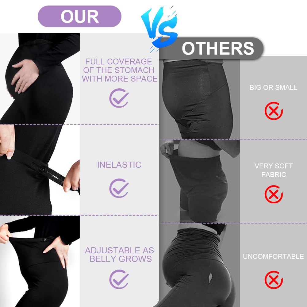 Aomig Legging de Grossesse pour Femme, 2PCS Noir Legging Grossesse Maternité, Soutien Post, Pantalon de Grossesse Femme Leggings Longs de Grossesse en Polyester(XL)