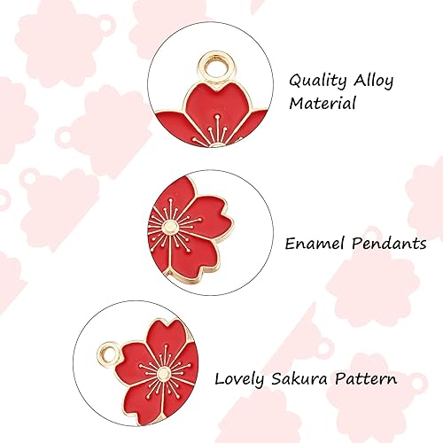 Miniatura 9 de Beadthoven - 100 dijes esmaltados de flores de cerezo, flor de margarita, colgantes chapados en oro, pequeños colgantes de flores lindas a granel