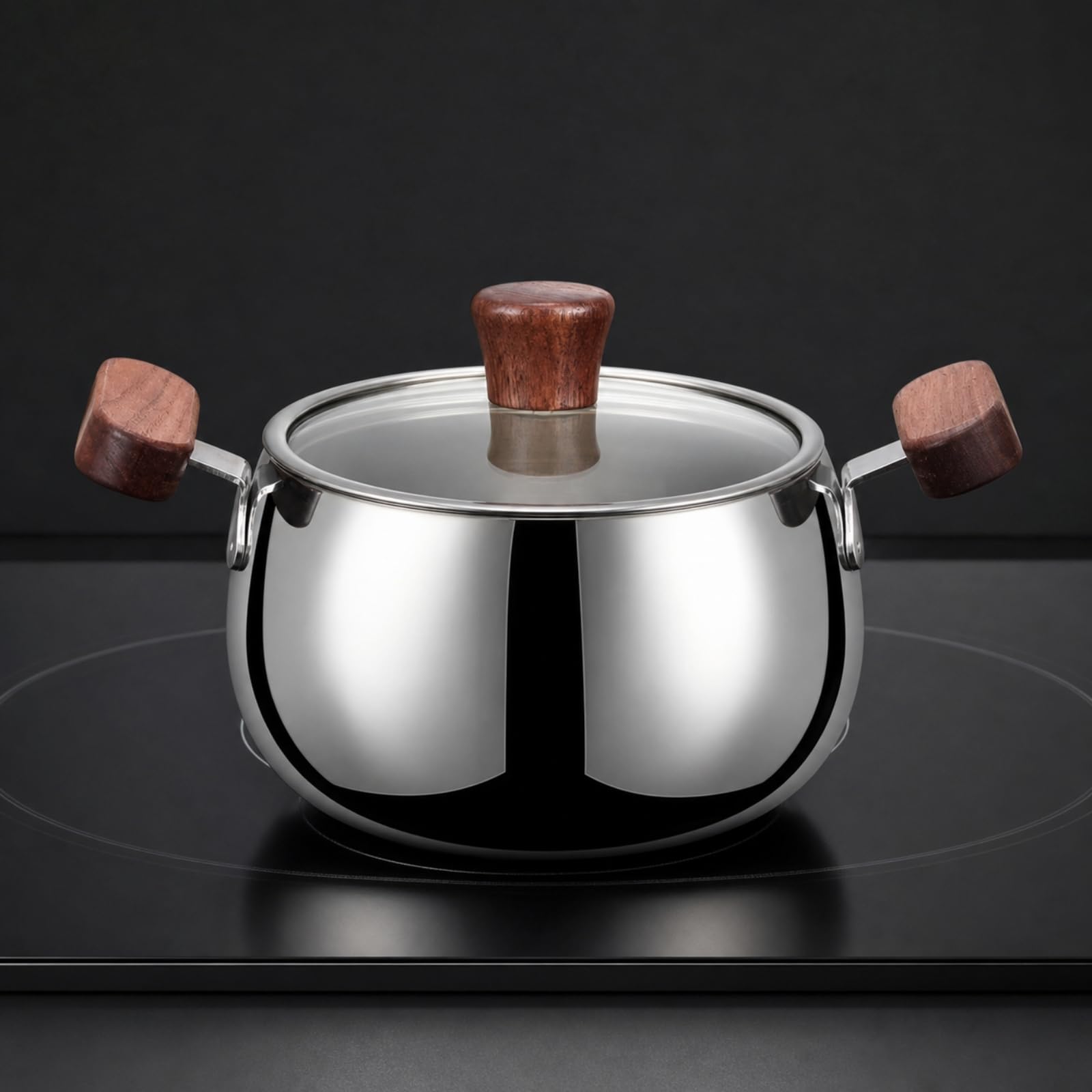 Cazo con Tapa Vidrio Multifuncional | cazo Acero Inoxidable, Compacto, Olla para Leche, Desayuno