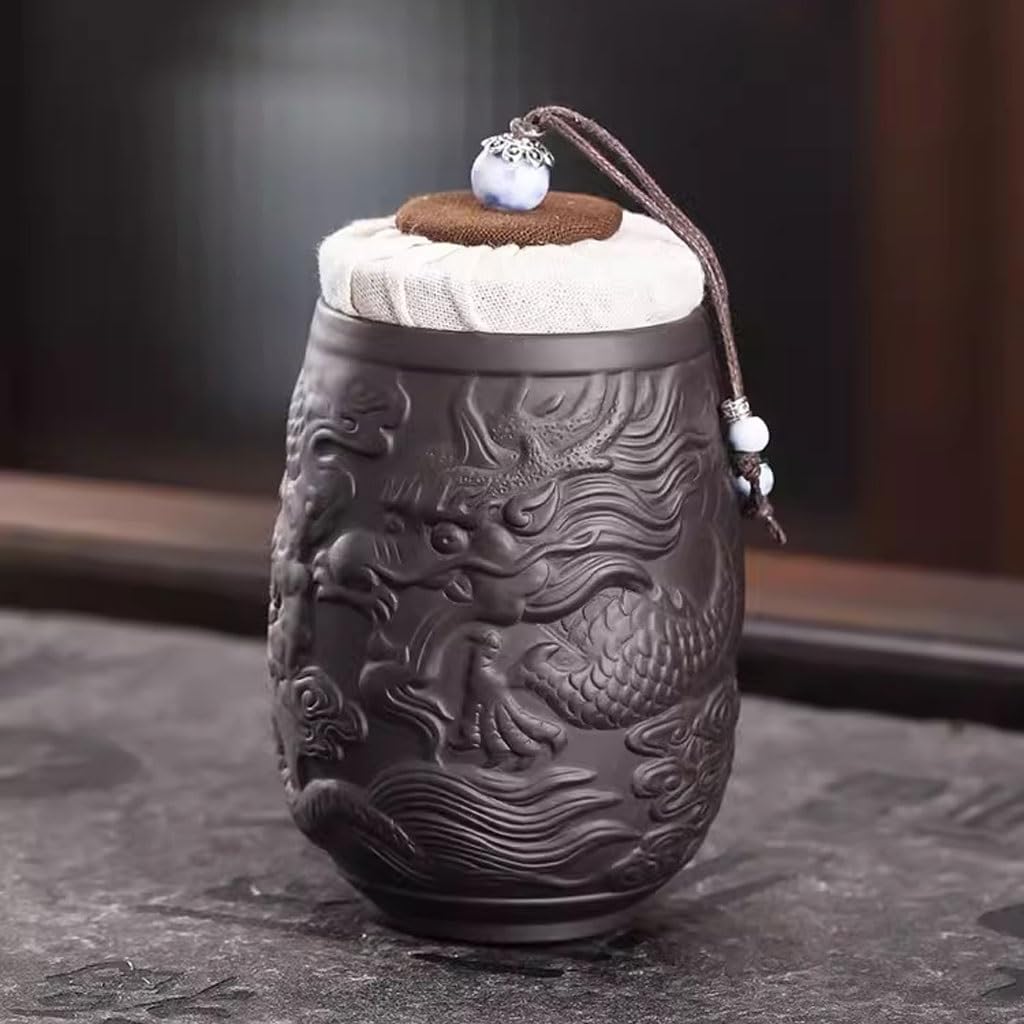 Organizador de Bolsitas de Té Lata de té de arcilla púrpura, lata de almacenamiento de té sellada for el hogar, lata de té pequeña portátil, almacén de té Organizador de Té Contenedor de Almacenamient