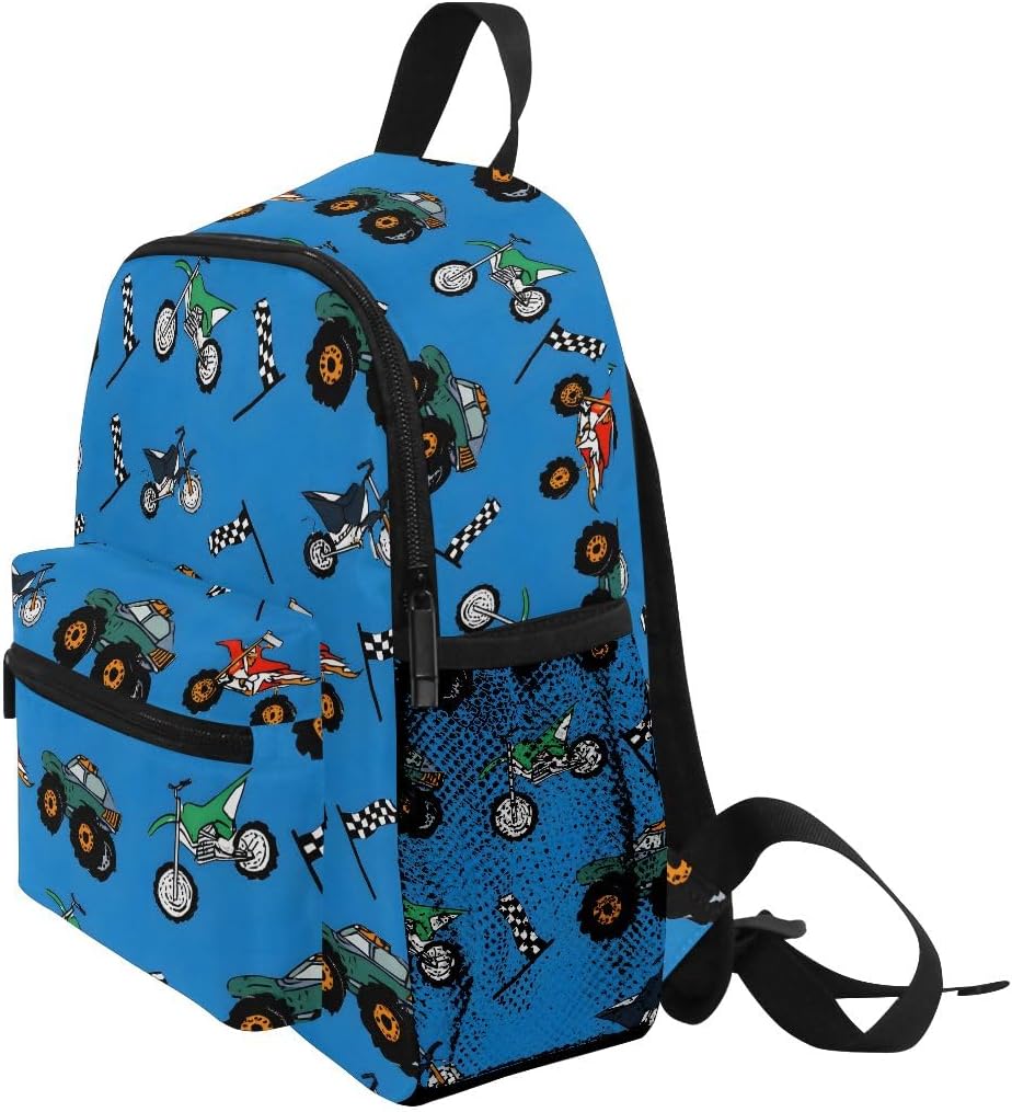 Bolaz Kids Backpack for Boys Truck Toddler Bags Children Preschool Kindergarten Small Chest Strap
