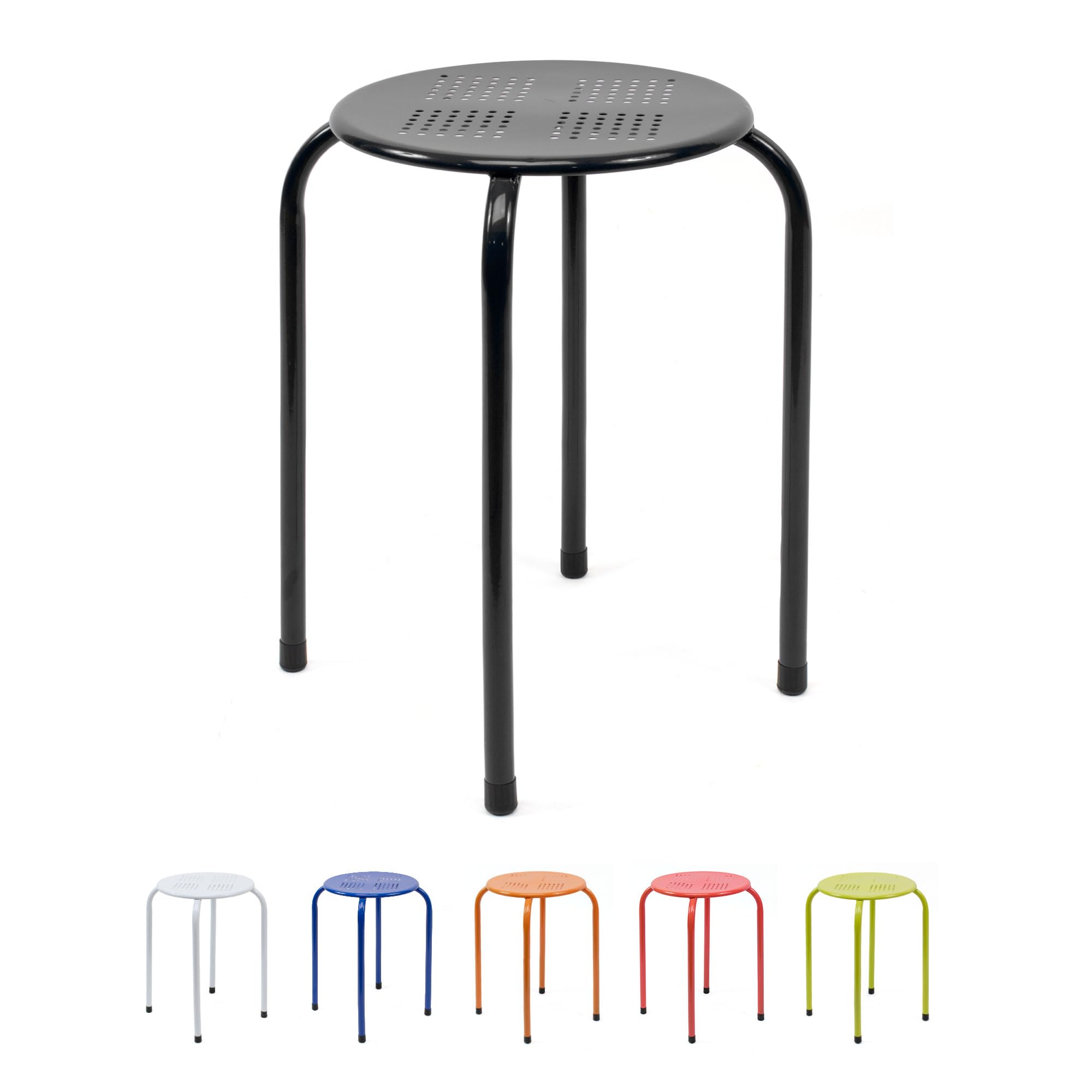 THE SECRET HOME - Taburete de Metal - Alto. 45 x Ø30 cm - Banqueta sin Respaldo - Ideal para Cocina, Terraza o Jardín - Color Negro