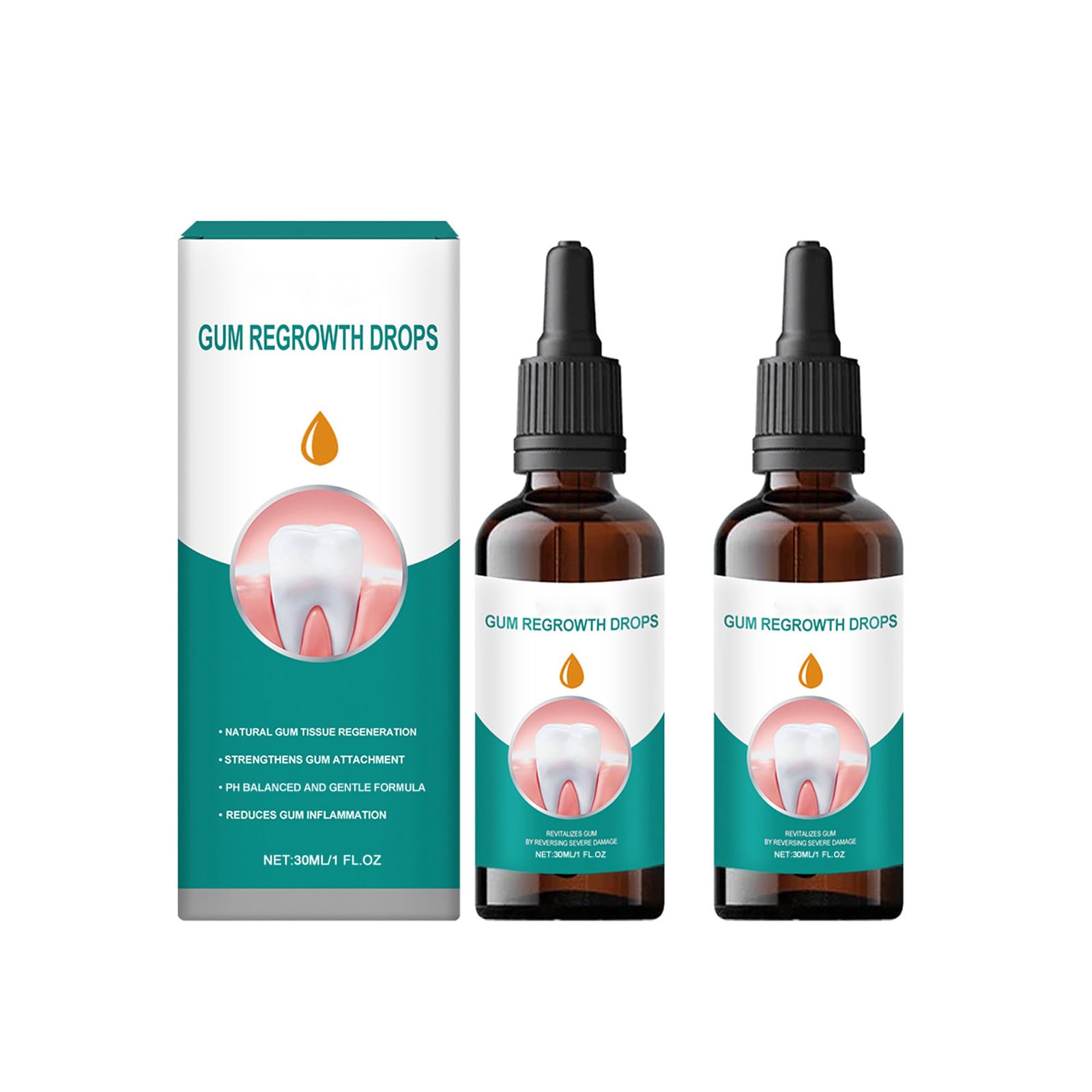Gel Régénérant Gencives,Gouttes Pour Traitement Gencives,30ml*2PC