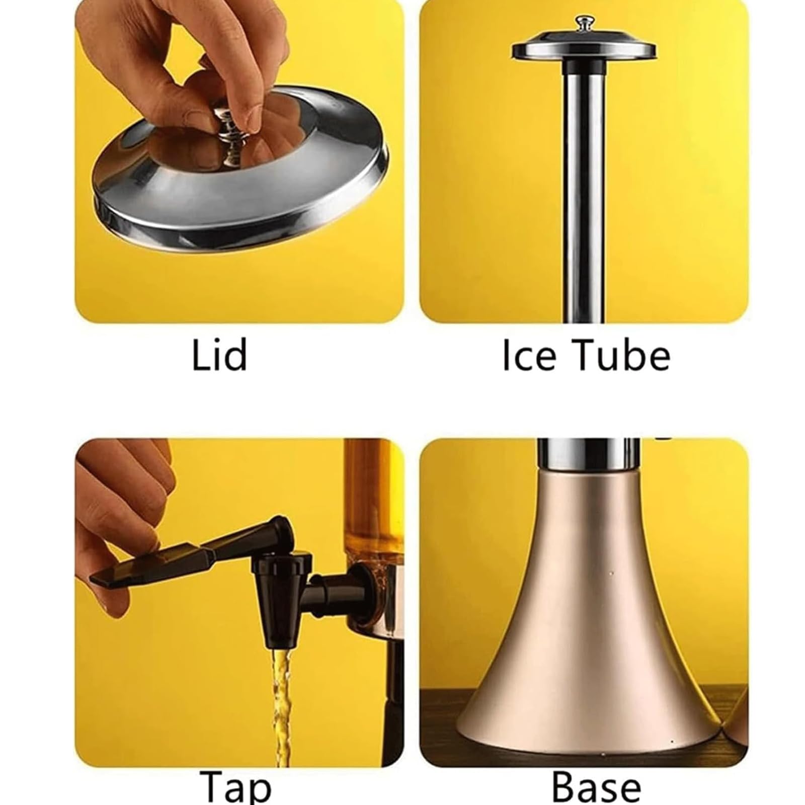 Dispensador de cerveza con tubo de hielo extraíble, luces LED, escala transparente, diseño antioxidante para bares y fiestas