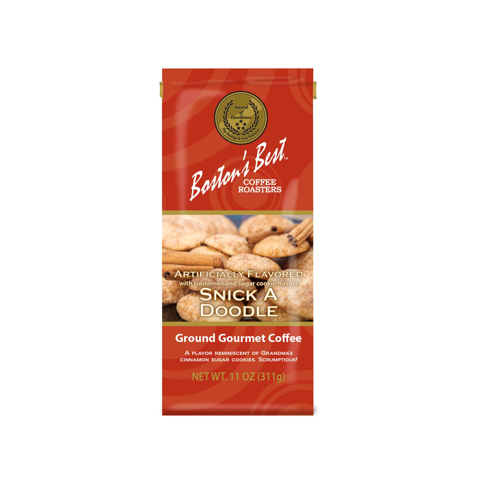 Boston’s Best Coffee - Snick A Doodle Flavored Delicious Gourmet Premium Ground Coffee, 11 oz. / 311 g Coffee Bag