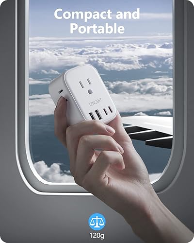Miniatura 7 de LENCENT - Adaptador de enchufe de viaje europeo, enchufe plegable tipo C de Estados Unidos a Europa con 4 tomas, 4 puertos USB (2 USB C), adaptador