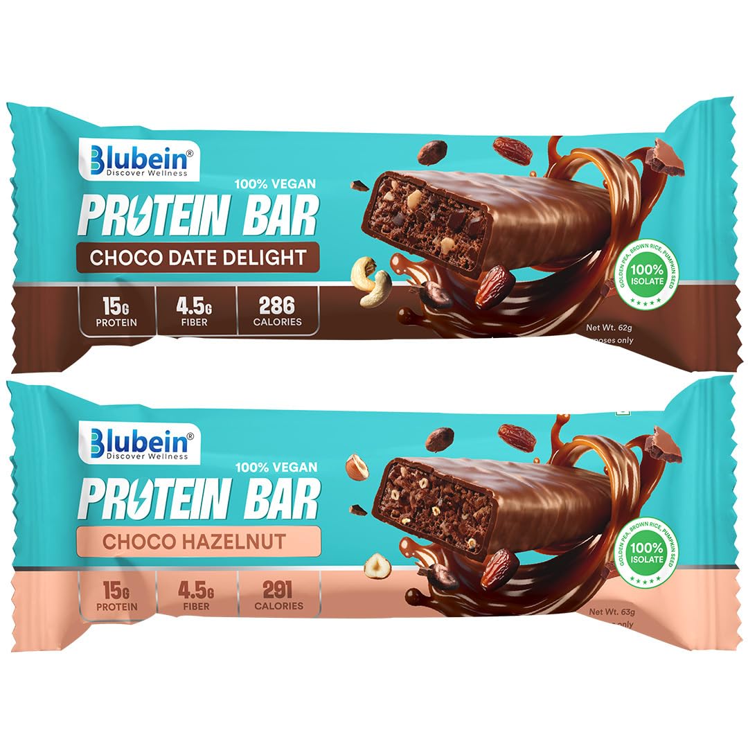 Blubein Protein Bar - Choco Date Delight, 15g Plant Protein, Protein bars without sugar, No Gluten or Soy, No Palm Oil, Made with 100% Natural Ingredients & No Preservatives, Non-GMO | 63g Bar — Amazon image 13