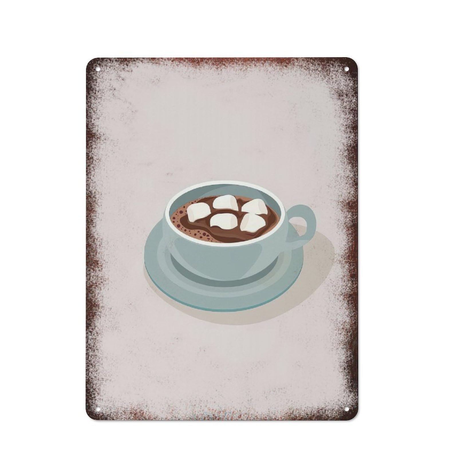 Metal Tin Sign Hot Cocoa With Minimallows Minimalist Pattern Vintage Rustic Wall Art Kitchen Bathroom Bedroom Living Room Cafe Farmhouse Office Garage Home Bar Laundry Room Porch Patio 6x8 Inch