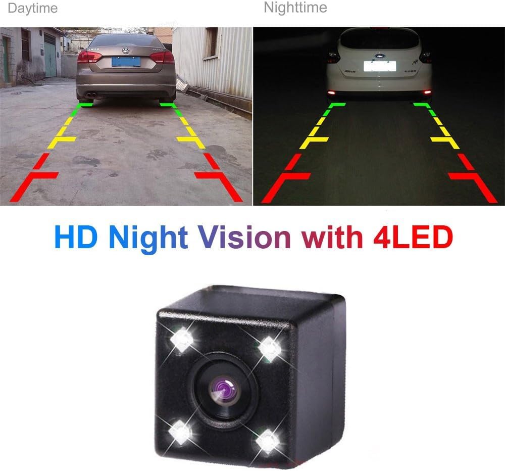 【Widoczność w nocy z 4 diodami LED】 Kamera cofania do samochodu, lampka tablicy rejestracyjnej, zamiennik do VW Caddy Passat 3C Variant/Touran/Golf IV/Golf Plus/Sharan/Skoda Superb/Multivan