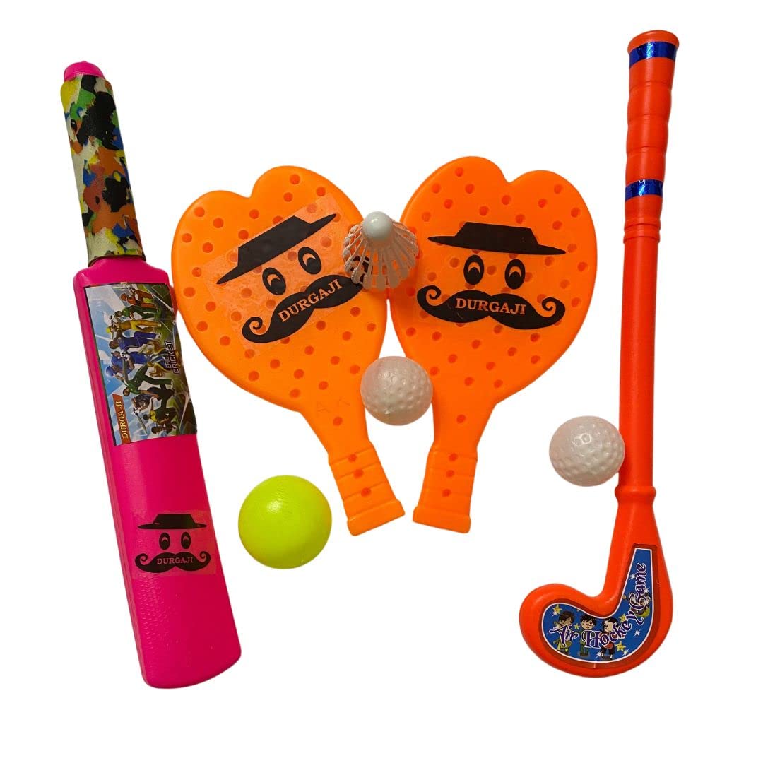 Vidhyapati Plastic Toys Combo of Grip Bat Ball, Hockey & Star Racket for Playing Kids Age 2+ (P/O/R) | Multi-Colour (B096Y4TS5T) Amazon Price History, Amazon Price Tracker