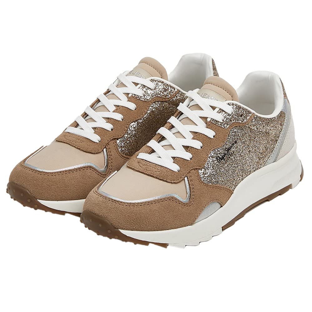 Pepe Jeans Women's Joy Star Glam Sneaker, 847SAND, 3 UK