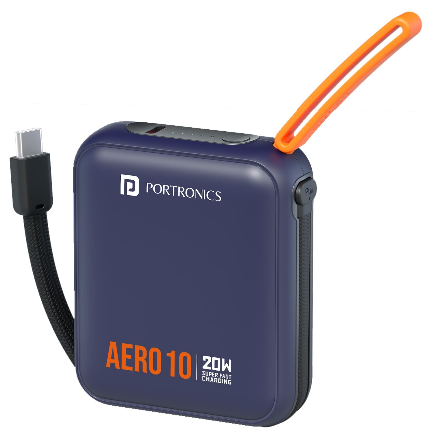Portronics Aero 10 10000 mAh 20W Fast Charging Mini Power Bank with Detachable Type C Cable, Type C PD Input/Output Port, LED Indicator, Wake Up Button, Strong Lanyard, Light Weight (Blue)-image-14