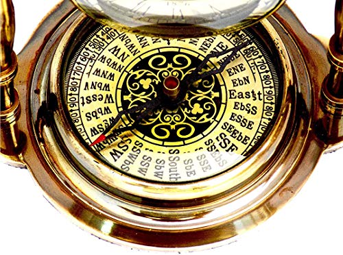 Jd'z Collection Brass Analog Antique Desk Clock And Shelf Clock With Compass Victoria London For Bedroom, Kitchen Decorative-5.5" Table Clocks For Living Room Decor #TOP1