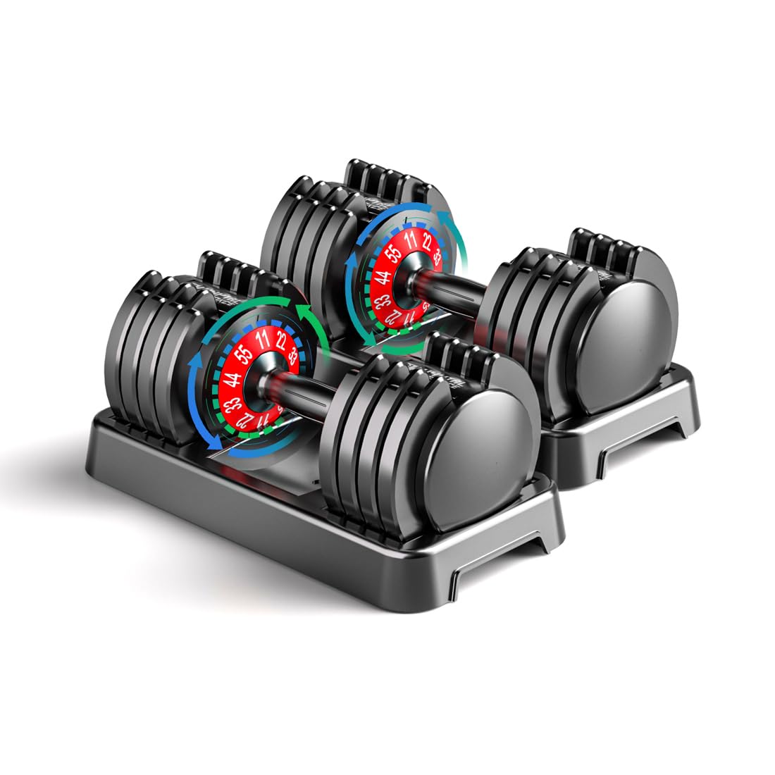 25 55lbs Adjustable Dumbbells Set Dumbbells with Anti-Slip Metal Handle for Exercise Fitness Fast Adjust Weight for Full