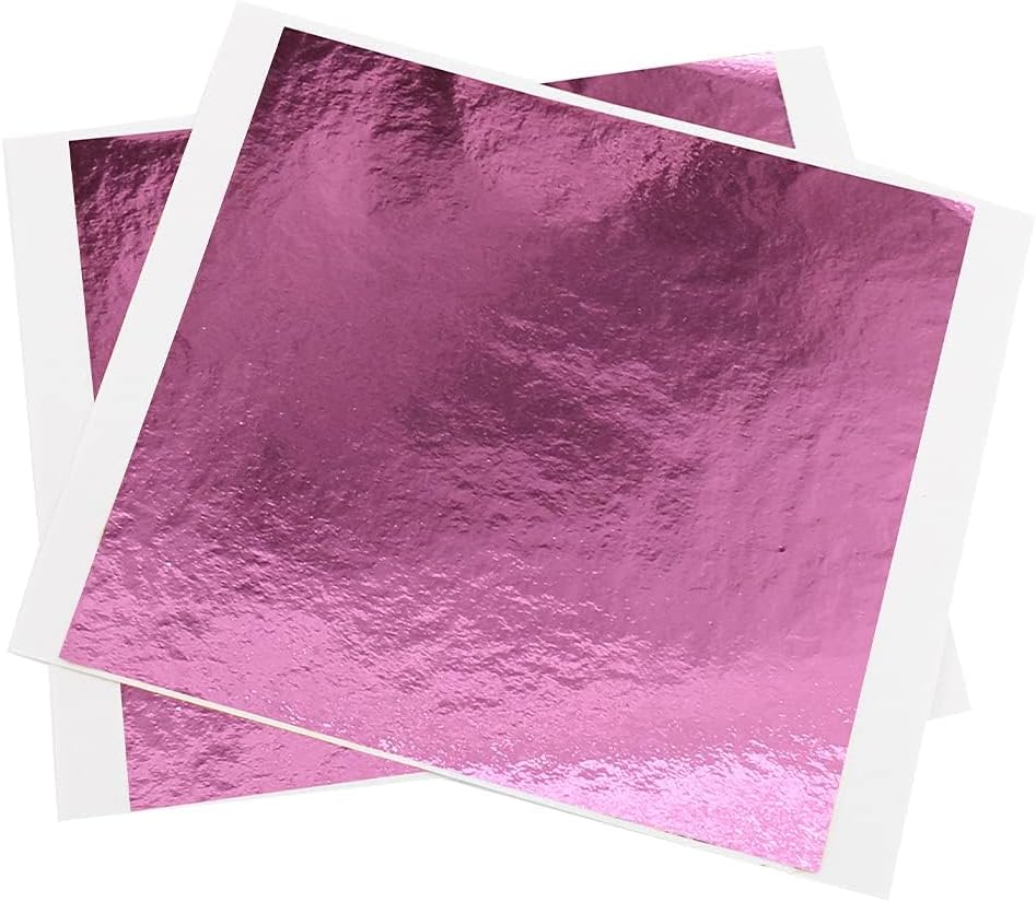 A.S.K Vark WALA - Gold Leaf Sheets 20 Imitation Gold Leaf 14 x14cm Gold Foil for Art, Gilding, Nail Art, Furniture, Crafting Decoration, Home Improvement, Paintings (20, Pink)