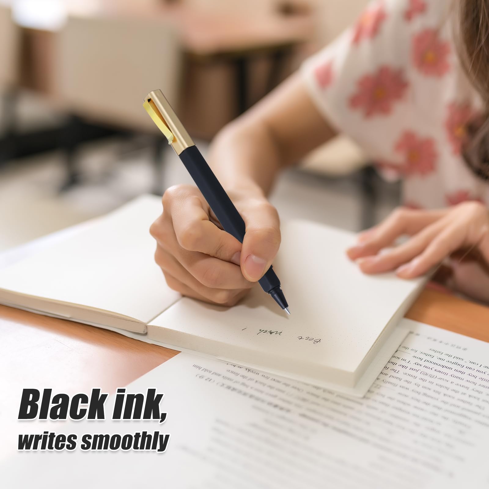 6 Pack Gel Pens Black 0 5 mm Medium Point Gel Ink Black Pens with Cap Quick Drying — view 5