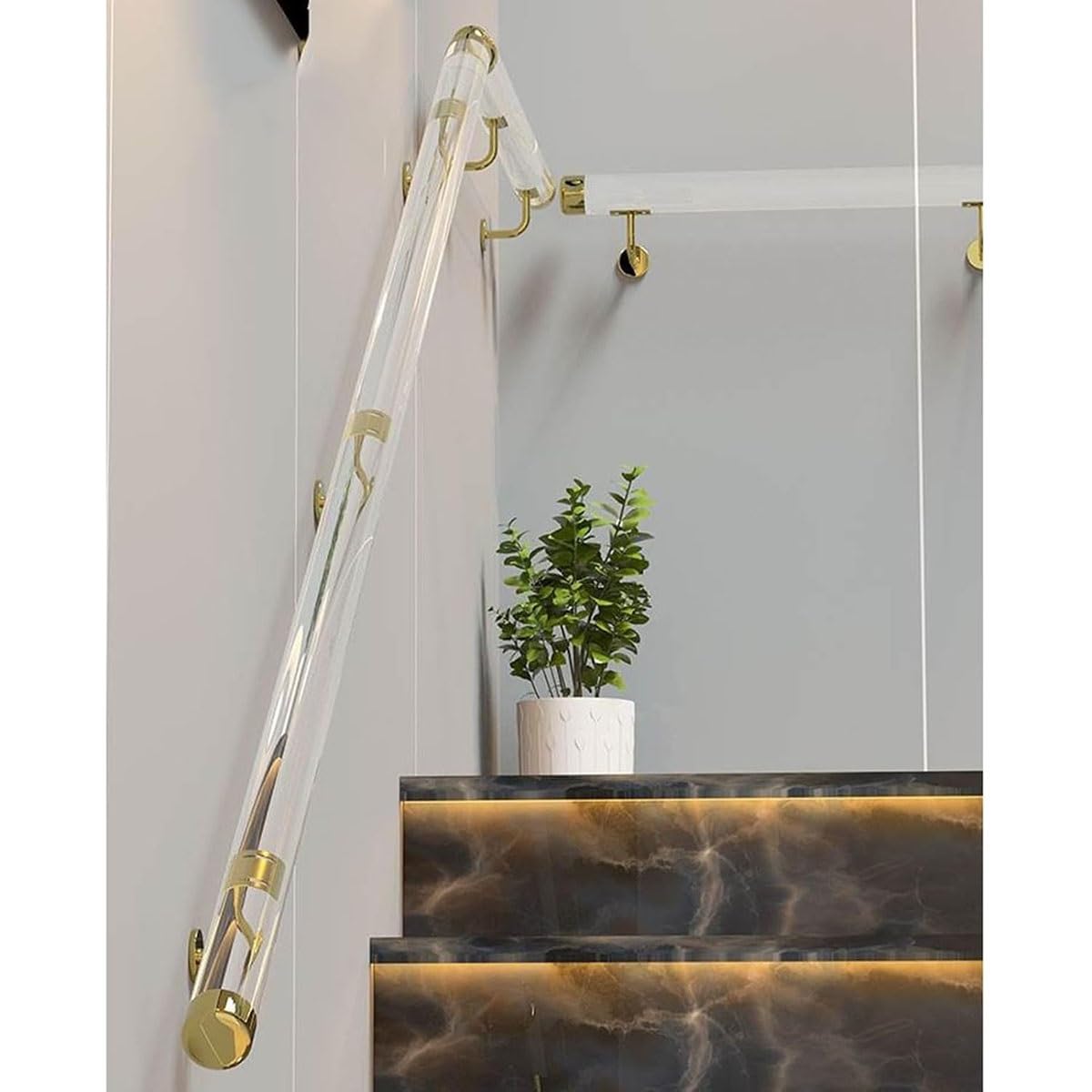 Rampe d'escalier en acrylique transparent antidérapant pour rail de sécurité intérieur