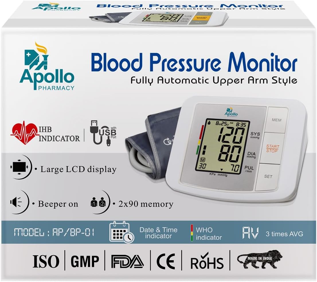 Apollo Pharmacy Blood Pressure Monitor Model Ap/Bp-01 Device