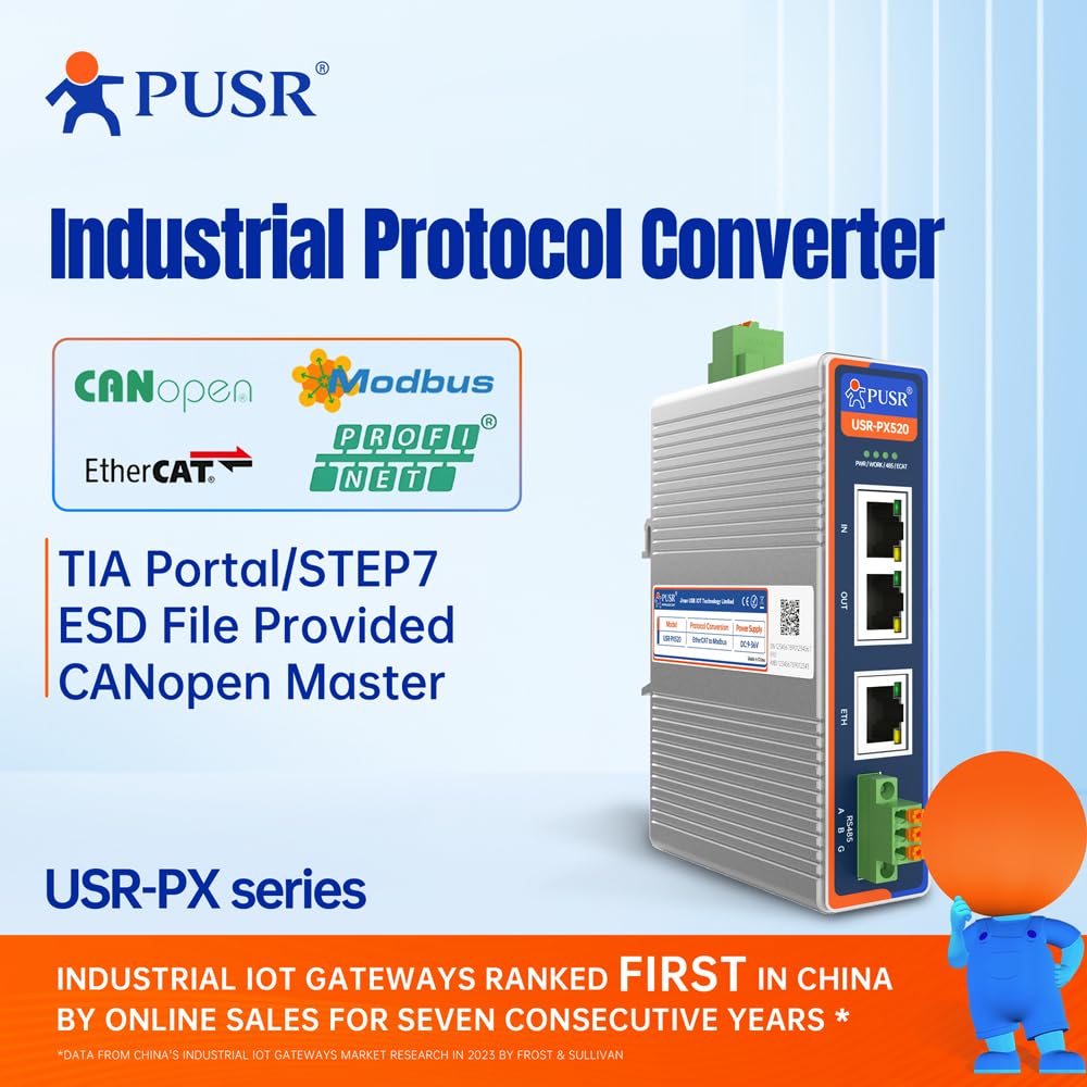 Convertisseur de protocole industriel Profinet vers Modbus RTU/TCP Master Support TIA Portal/STEP7 Dual Port Ethernet Switch GSD Fichier fourni USR-PX530