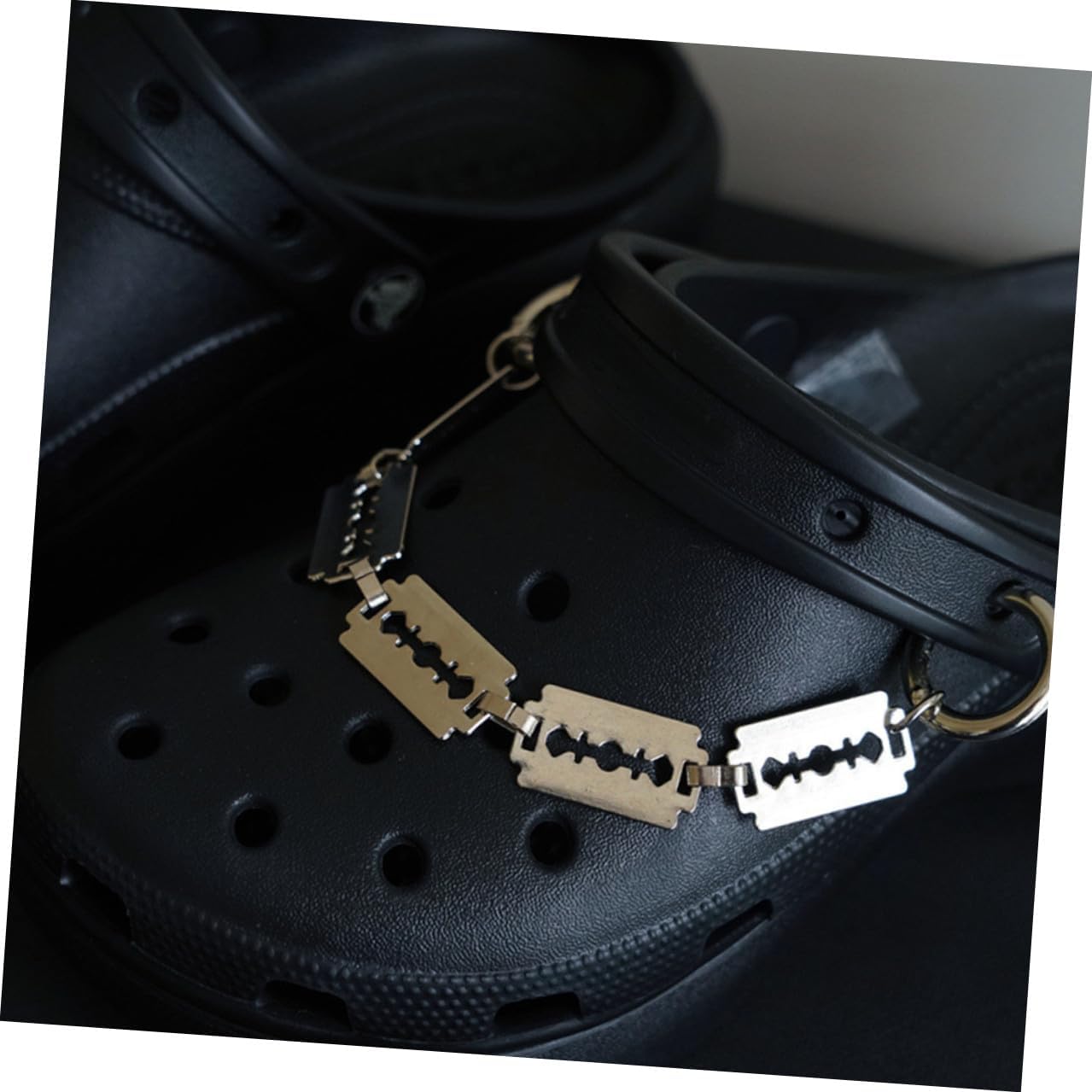 3pcs Punk Shoe Chains for Sneakers DIY Shoe Jewelry Decorations with Spiked Blade Designs Cool Metal Charms for Casual Party School