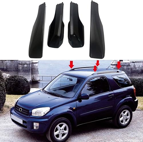 Miniatura 1 de HIGH FLYING Accesorios de coche Negro Roof Rack Rails End Cap Cubierta de protección Shell para Toyota RAV4 2001-2005