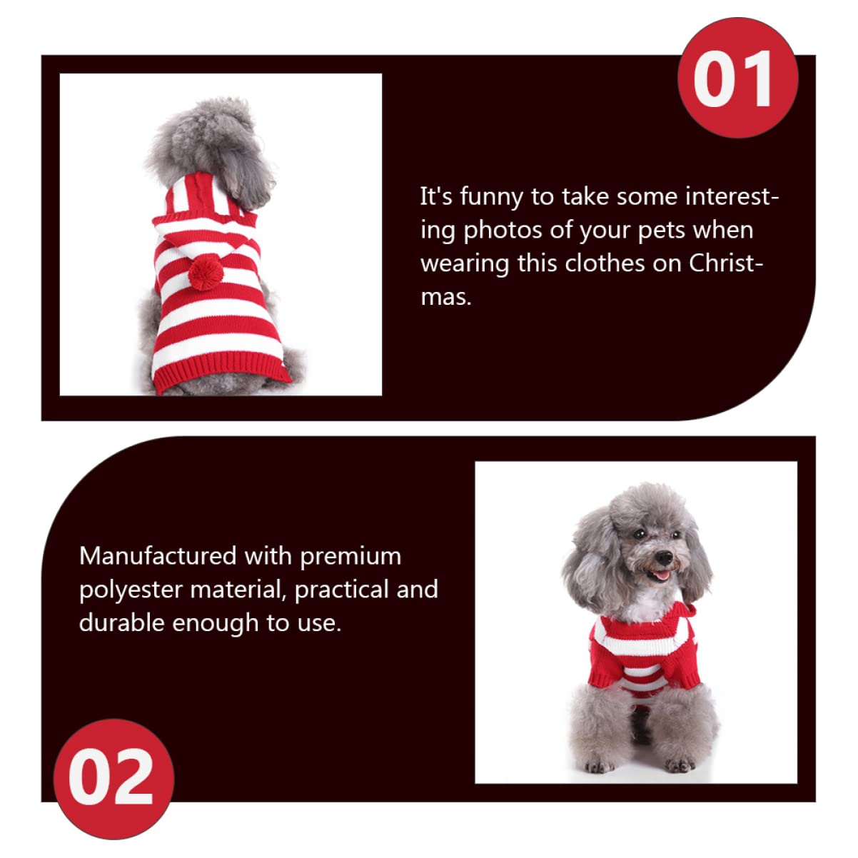 POPETPOP 3pezzi Maglione Natalizio per Cani Maglia Abbigliamento per Animali Domestici Comodo e Leggero per Passeggiate e Foto Taglia