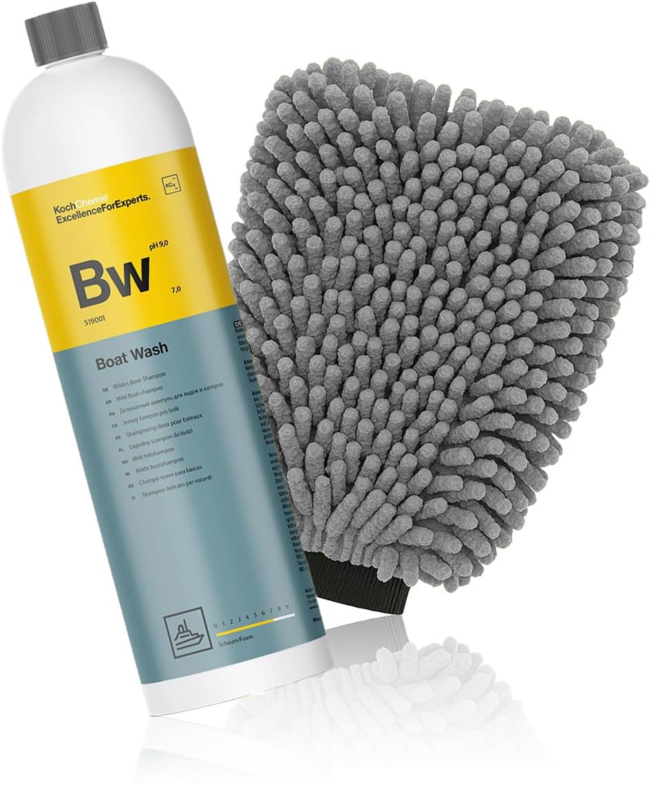 wortek Koch Chemie Boat Wash 1L Bw con guanto da lavaggio per barca, shampoo, pulitore per barche, pulitore per barca