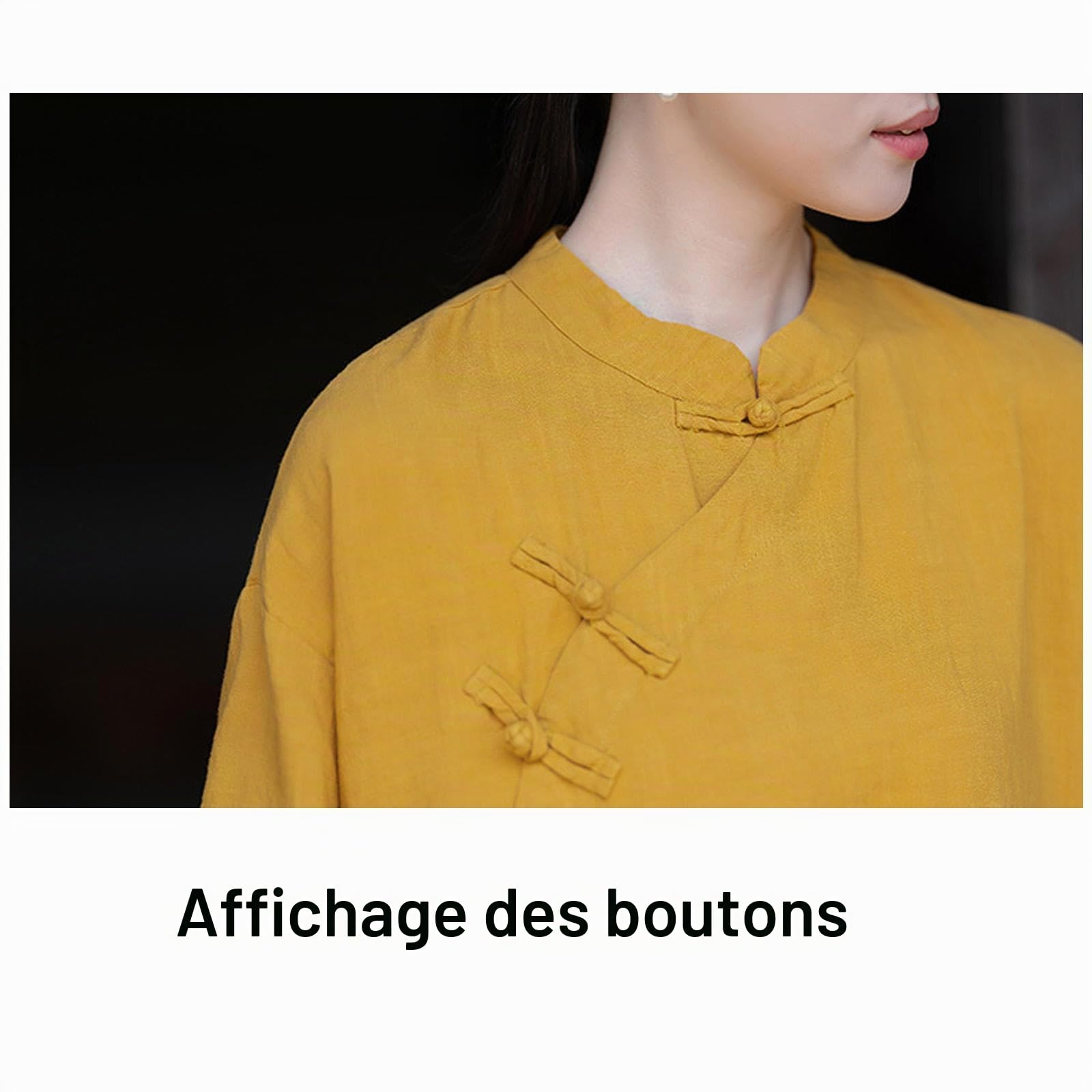 Vêtements de Tai Chi amples pour femmes, uniforme traditionnel chinois en coton et lin pour arts martiaux, tenue de méditation zen, tenue d'exercices du matin,YellowA-OneSize