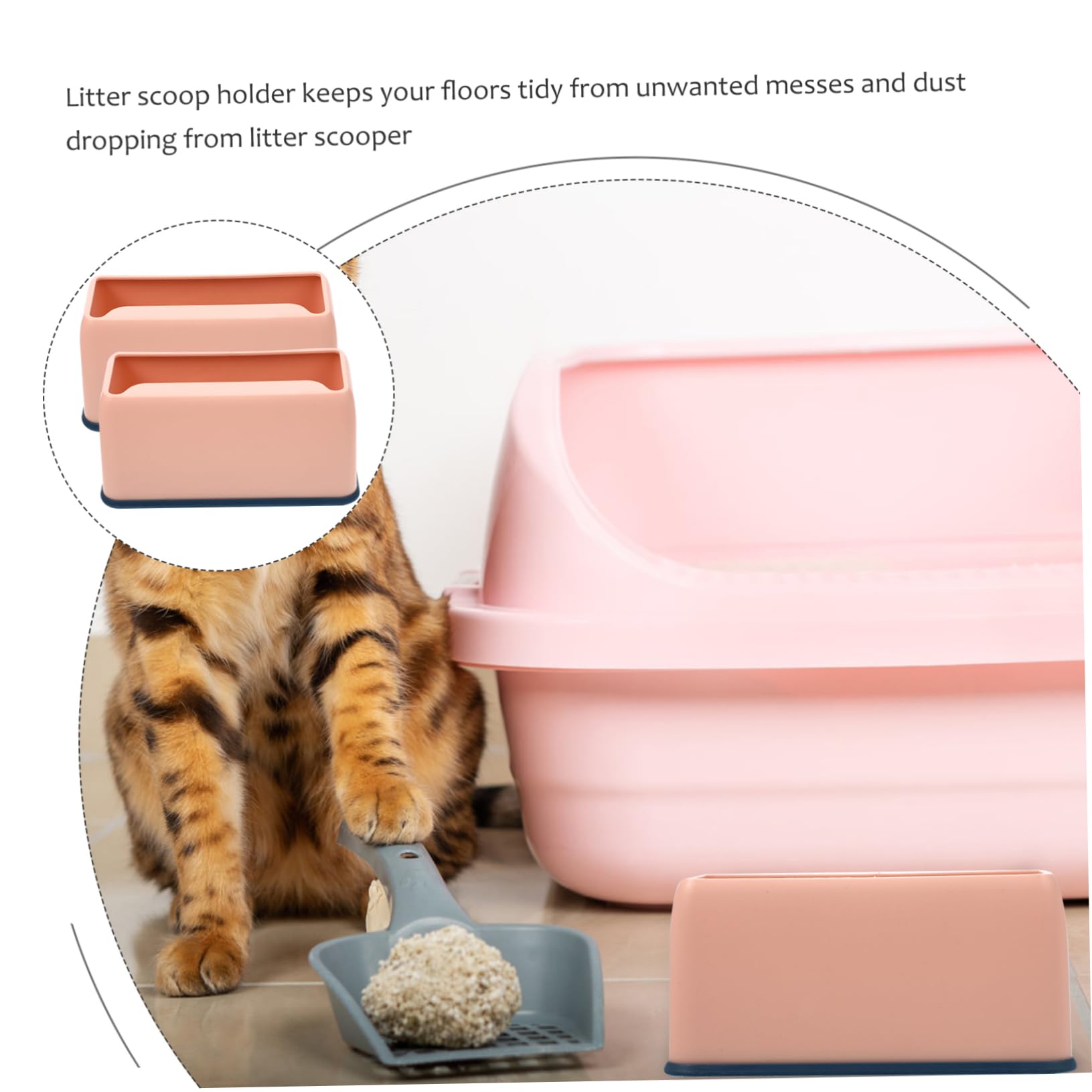 INOOMP 2pezzi Contenitore per Paletta Lettiera per Gatti Supporto Plastica Resistente Facile da Pulire e Riporre Accessori per Animali Domestici Base per Raccogliere Residui di Lettiera