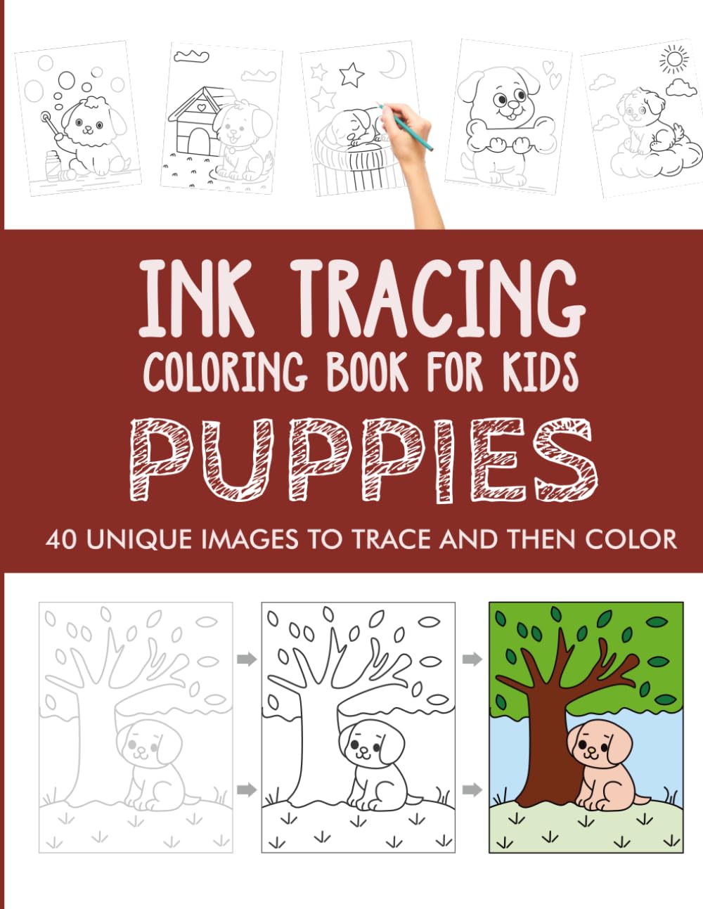 Puppies Ink Tracing Coloring Book for Kids: Trace and Color Activity Book for Kids