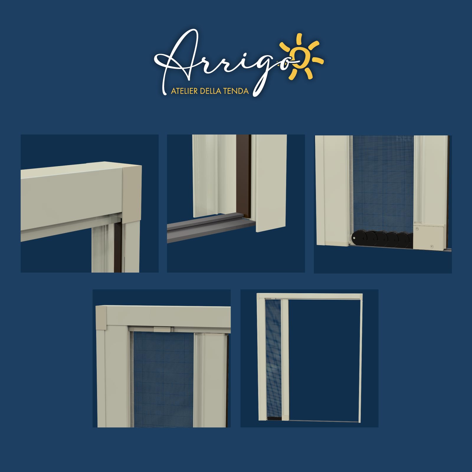 Zanzariera NEW JOLLY su Misura - Cassonetto Compatto da 40mm, Rete in Fibra di Vetro, Guida Bassa 4mm - Senza Barriere, Reversibile, Made in Italy - Ideale per Porte e Finestre