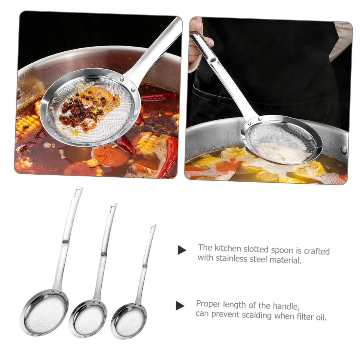 Gadpiparty 3pezzi Setaccio Maglie Fini in Acciaio Inox Colino per Alimenti Setaccio per Farina per Dolci Colino per Cucinare Filtro per Succhi Utensili da Cucina